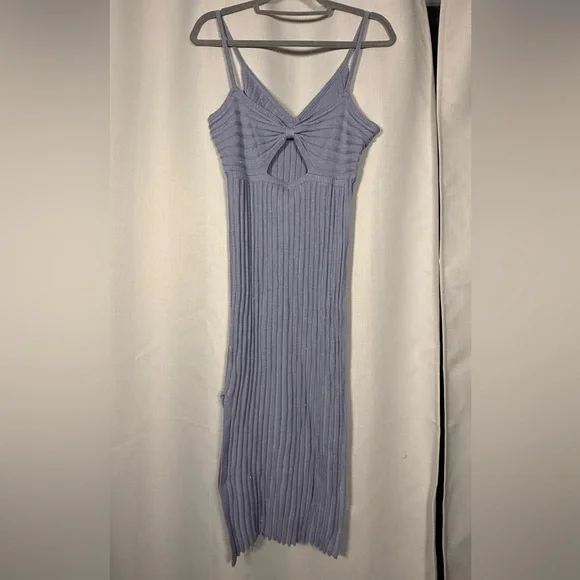 Indikah by Angel Biba Rani Ribbed Midi Dress in Sparkly Blue Size Medium - Picture 4 of 13